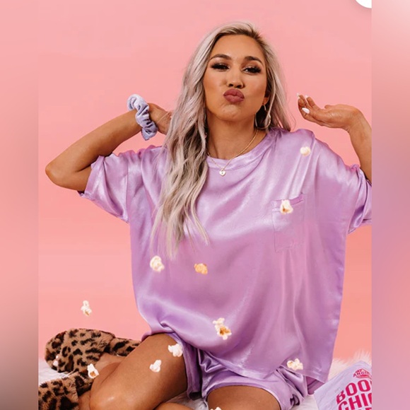 Lavender Satin T-Shirt - Picture 1 of 16